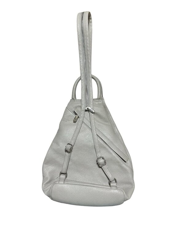 valentina convertible sling backpack handbag pebble leather gray made in italy main image 13